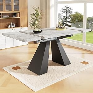 Moimhear Mesa de comedor telescópica (99-159 x 74 cm), mesa de comedor extensible, mesa de cocina que ahorra espacio, superficie de trabajo ancha, diseño flexible (gris)