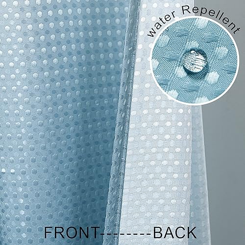 Miniatura 3 de Mrs.Naturall Cortinas de ducha gris pizarra azul para baño, cortina de ducha pequeña con ganchos, 36 x 72 pulgadas, azul pálido