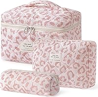 Vista 44 de HBselect Bolsa de Maquillaje Acolchada, 3 Piezas de Gran Bolsa de Maquillaje de Viaje de Algodón, Linda Bolsa de Maquillaje Floral Coquette, Bolsa