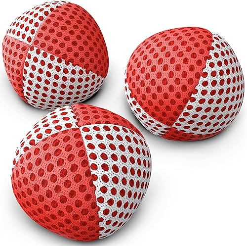 Miniatura 88 de speevers Juego de 3 pelotas de malabarismo para principiantes y profesionales, 14 colores disponibles, 2 capas de red y estuche de transporte, bolas