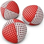 speevers Juggling Balls for Beginners and Professionals Set of 3, 14 Colors Available, 2 Layers of Net and Carry Case, Xballs Juggling Balls (White - Red, 4.2 oz)