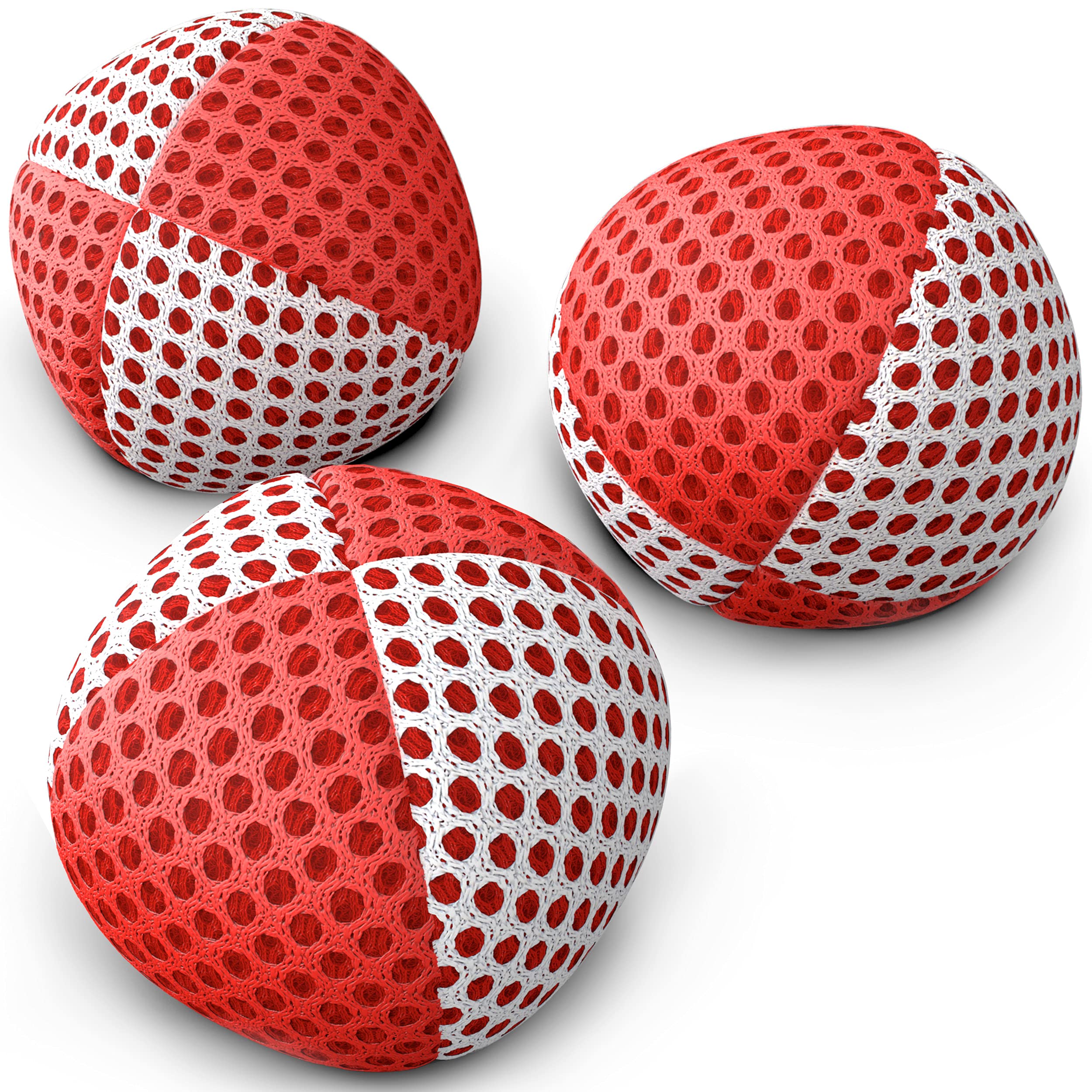 speevers Juggling Balls for Beginners and Professionals Set of 3, 14 Colors Available, 2 Layers of Net and Carry Case, Xballs Juggling Balls (White -