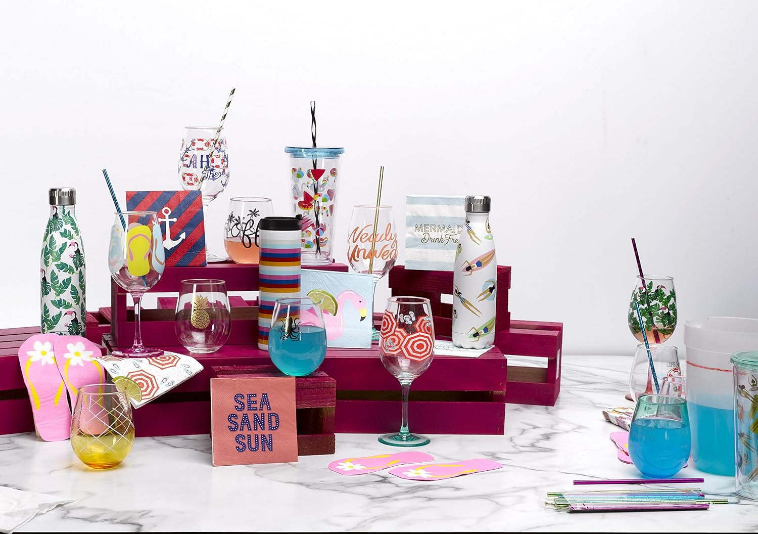 X&O Paper Goods QWGO-20913 Acrylic Wine Drinkware Singles, Newly Unwed