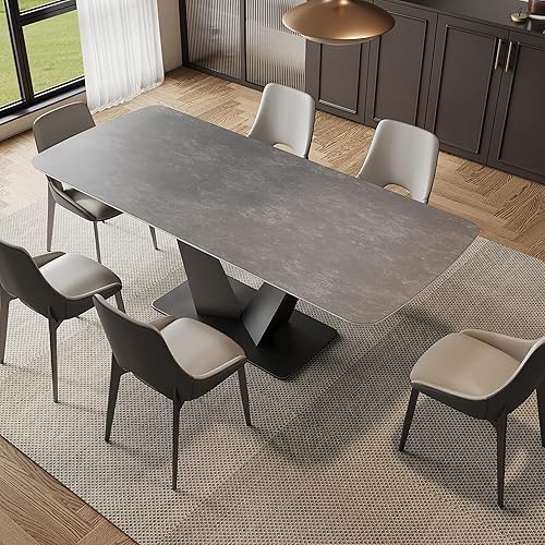 Miniatura 7 de Mesa de comedor extensible para mesa de comedor de 6 a 8 pulgadas, 79 pulgadas para comedor, mesa rectangular moderna con parte superior de piedra