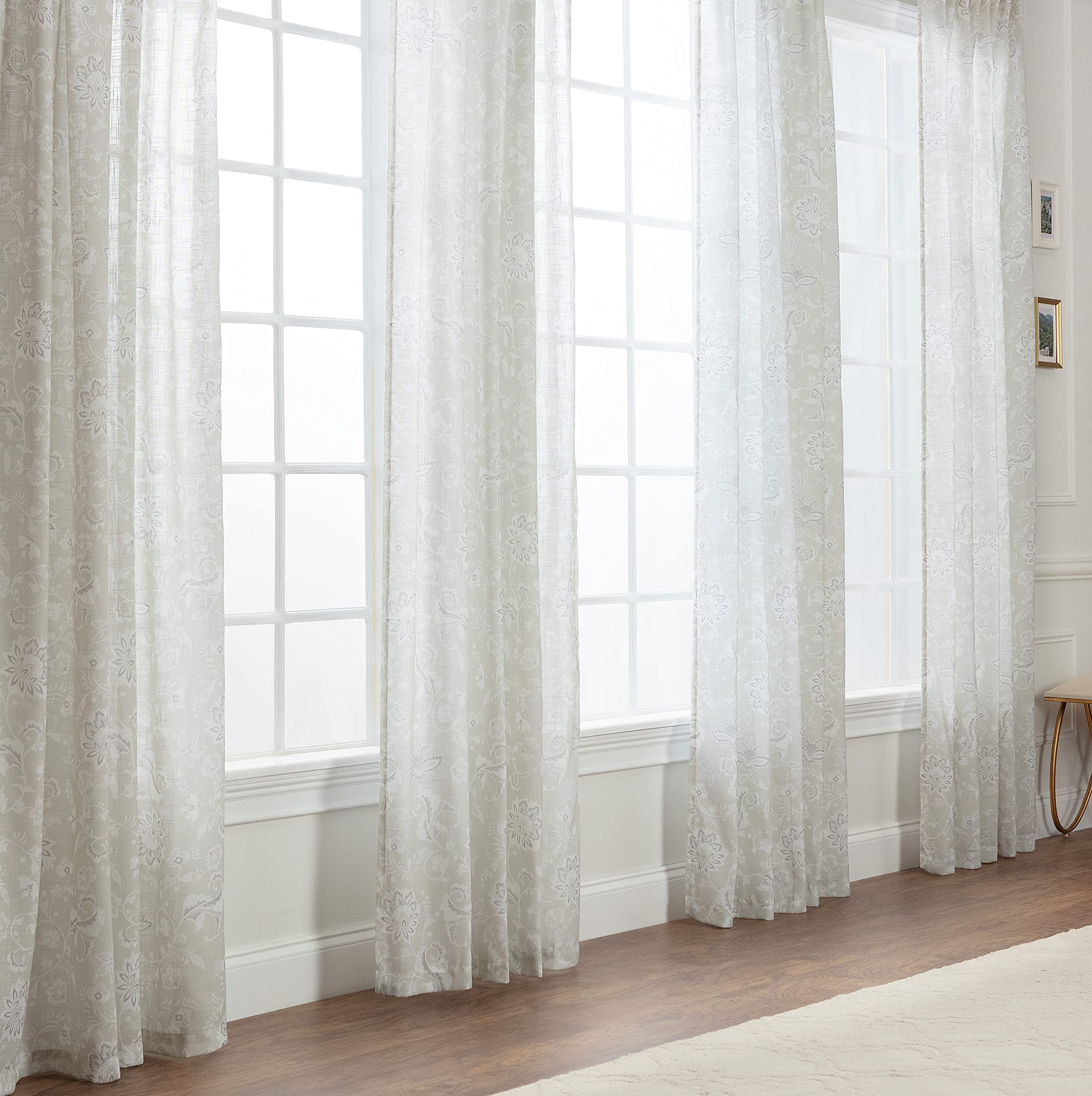 Tenda 2 Pannelli Chanasya Con Motivo Cachemire – 150x220 Cm, Colore Tortora – Tessuto Morbido 3-in-1 (Tasca/Asole/Anelli) - 2