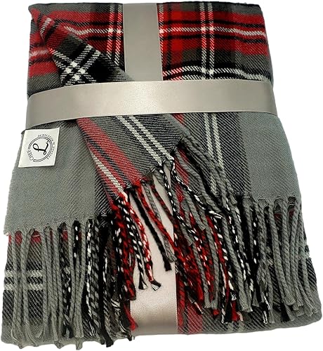 Miniatura 3 de CHEF L HOME & KITCHEN Manta ligera a cuadros rojosgrises con borlasflecos, 60 x 50 pulgadas