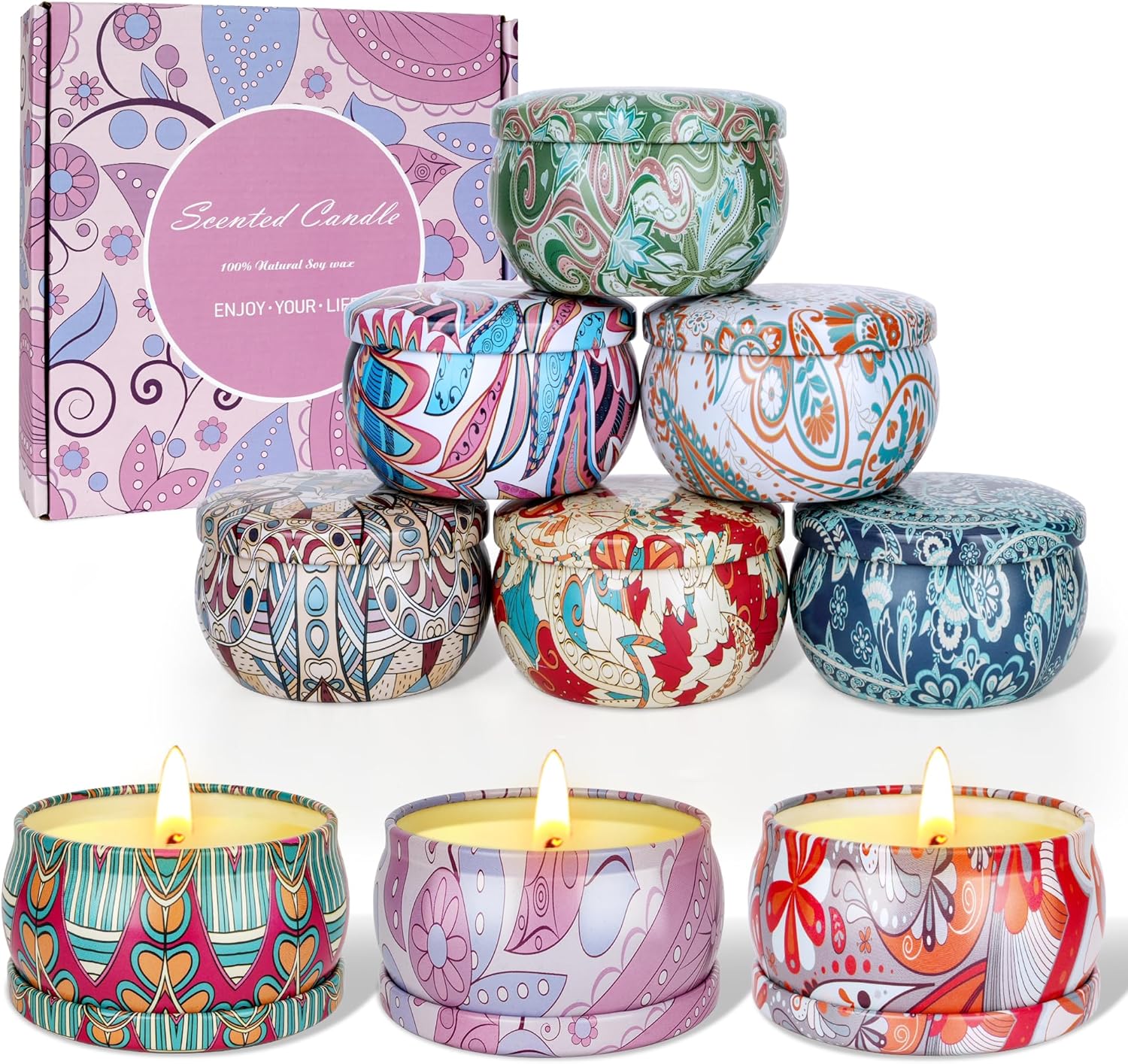 Scented Candles Set for Women, Christmas Gift, 9 Pieces Scented Candles