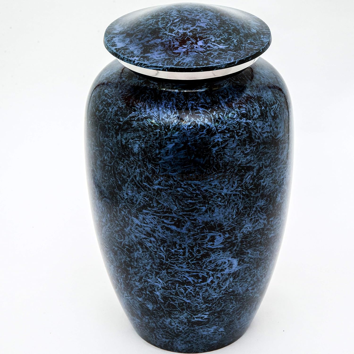 Aluminium Cremation Urn for Human Ashes - Adult Funeral Urn Handcrafted - Affordable Urn for Ashes - Bag Included (6.5" x 6.5" x 10.5" - 200 lbs or 90 kg, Forest Blue)