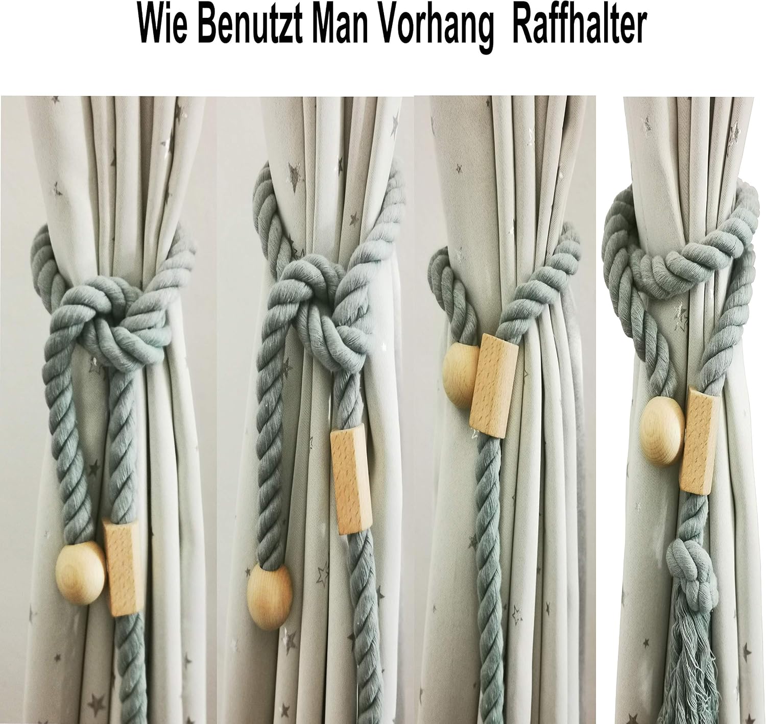 Y AKAGI Magnetic Curtain Tiebacks Cotton Rope for Curtains Handmade 2 Pieces European Country Style Tassels (Sea Blue) - Image 4