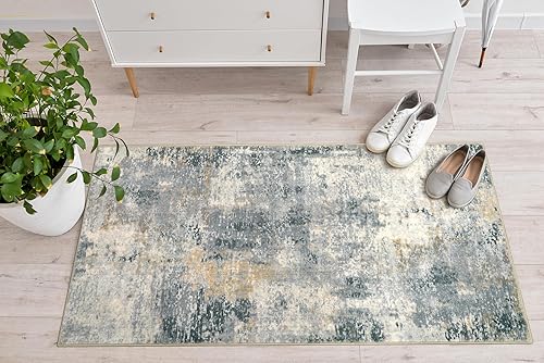 Miniatura 6 de Morebes Alfombra antideslizante de 2 x 4, moderna, abstracta, pequeña, para entrada, interior, suave, con respaldo de goma, alfombras lavables para