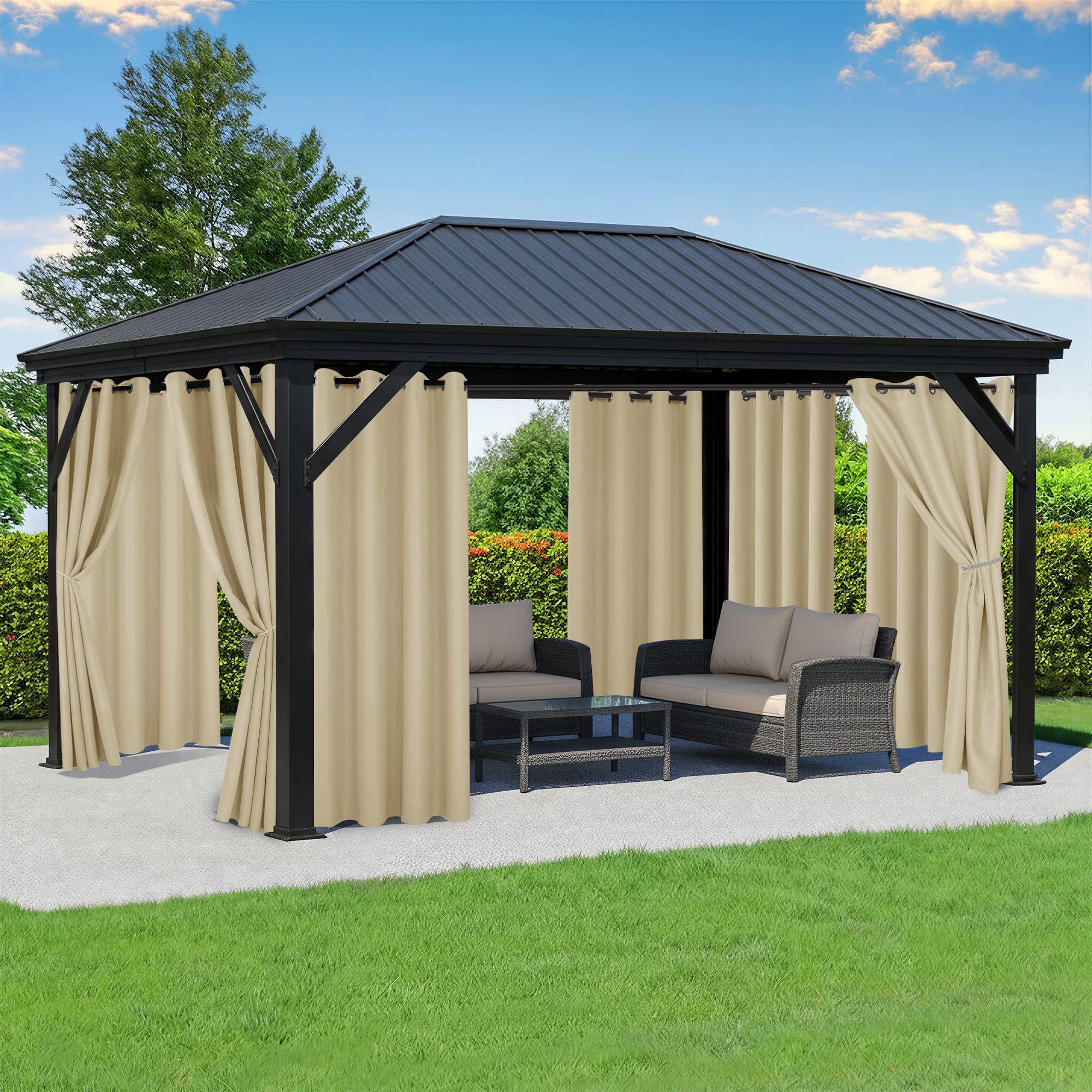 Photo 1 of RichSets Outdoor Curtains for Patio Waterproof, 8 Drape Panels