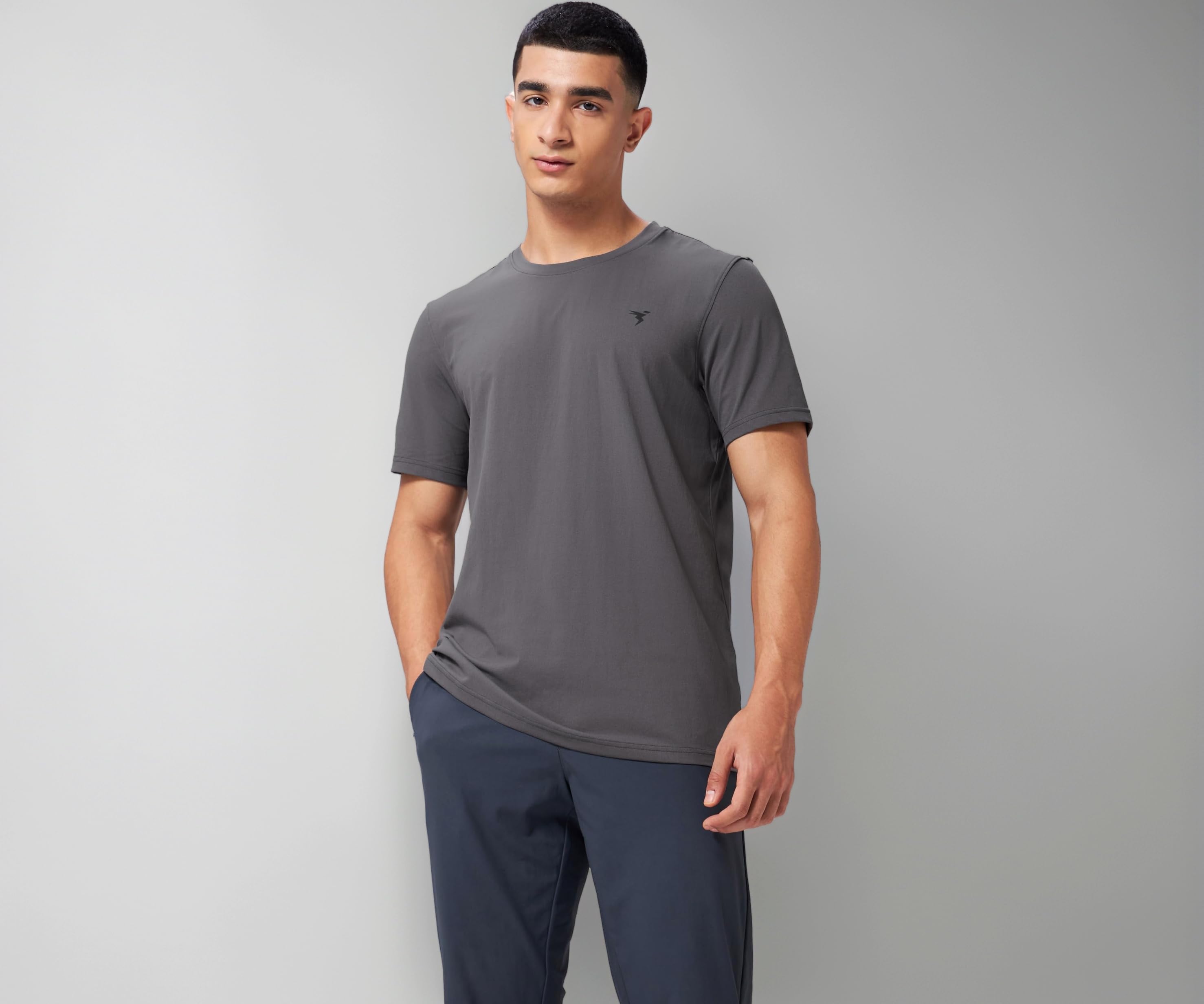 Men's Slim Fit Half Sleeve Crew Neck T-Shirt, COTFLEX Quick Dry Moisture Wicking Stretchable Sports Gym and Casual Wear