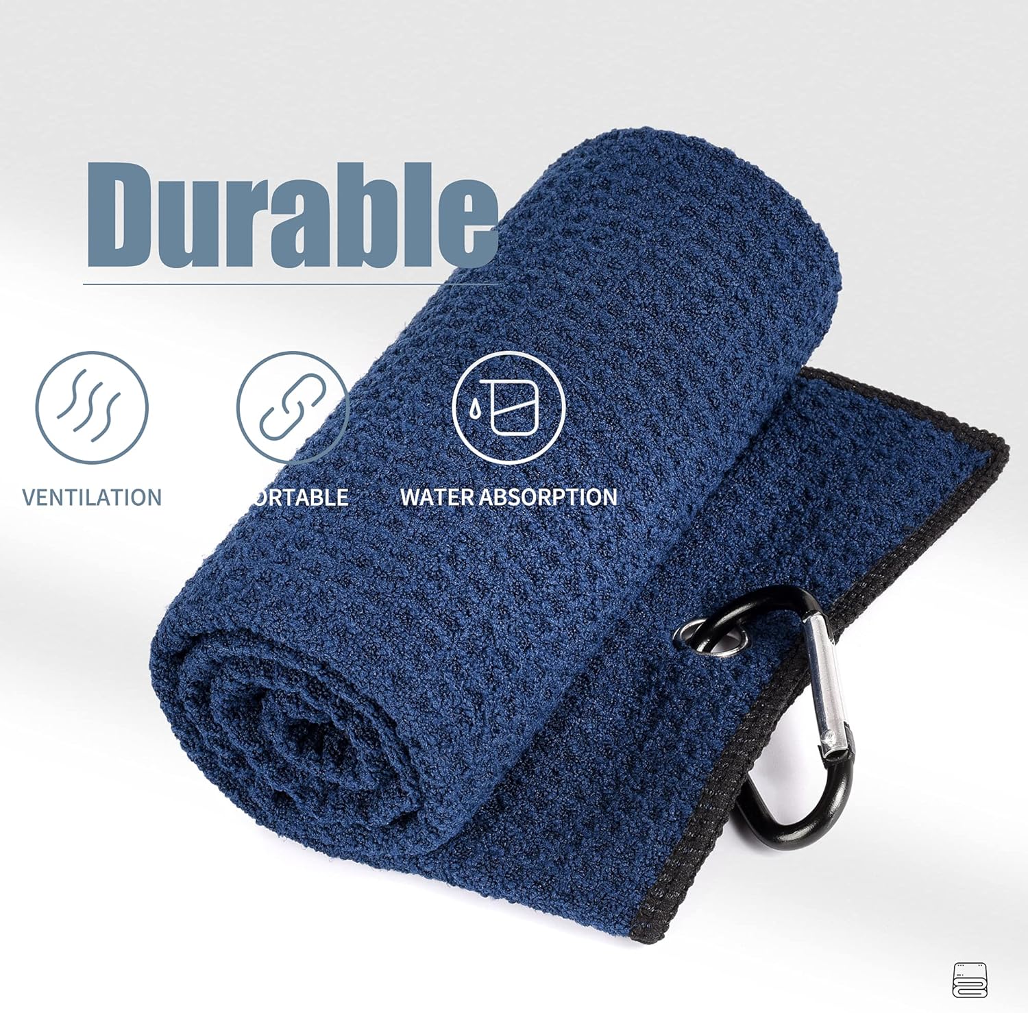 Mile High Life Golf Towels - Microfiber Waffle Pattern Tri-fold, Brush Tool Kit with Club Groove Cleaner with Retractable Cord and Clip, for Men Women, Golf Gift - Image 2