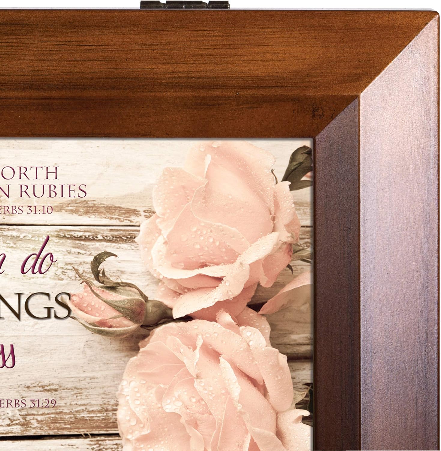 Cottage Garden Proverbs 31 Woman Distressed Wood Finish Jewelry Music Box Plays Waltz of The Flowers