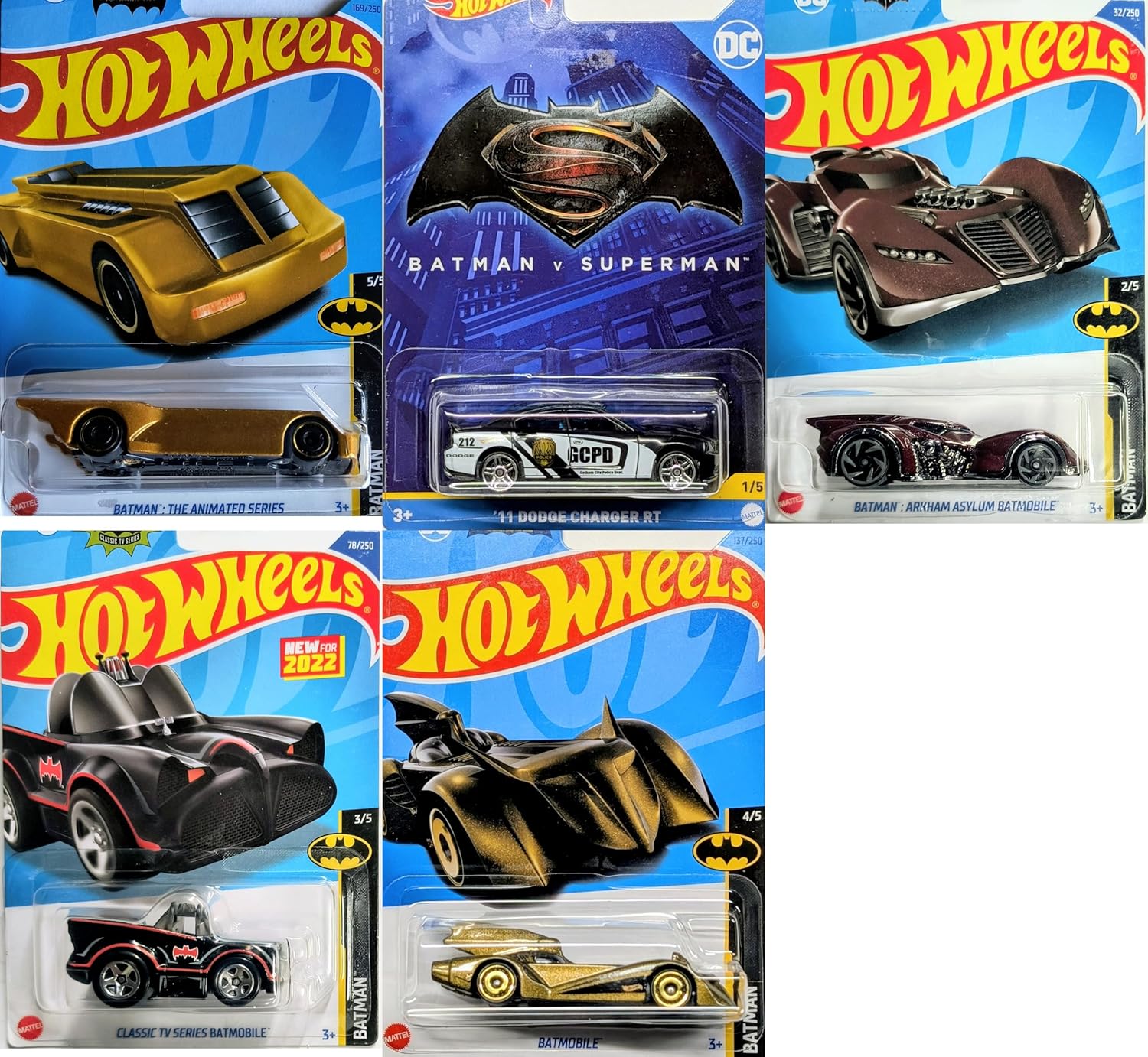 Hot Wheels Batman 5 Car Set Bundle Version 1
