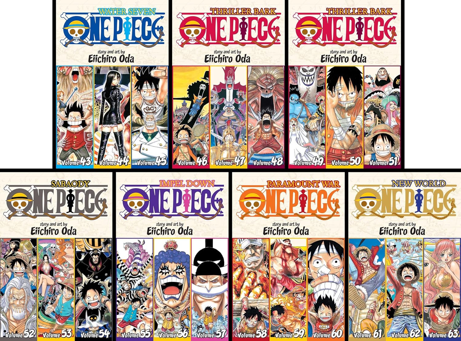 One Piece Omnibus Series Set (35 Books), Complete Manga Collection, by Eiichiro Oda (35 volumes, comprising One Piece Volumes 1-105)
