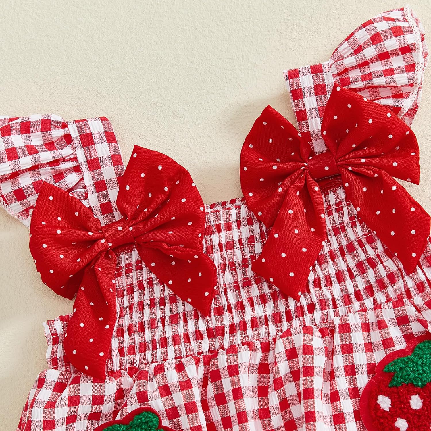 Toddler Baby Girl Summer Clothes Cute Plaid Bows Strawberry Outfit Summer Ruffle Tank Tops Shorts Set 6M-3T - Image 4