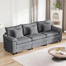 3 Seater Sofas, 231 cm Cloud Modular Sofas Couch with Spring Cushion, Grey