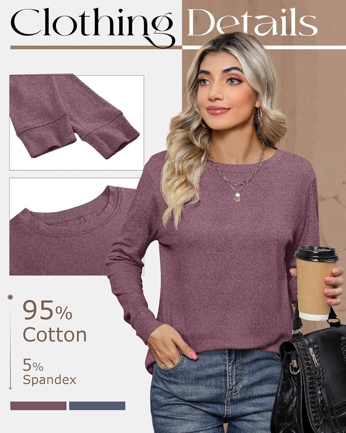 Ficerd 2 Pack Women's Casual Sweatshirts, Crew Neck Loose Fit Basic Tops Lightweight Cute Pullover Fashion Fall Outfits - Image 6