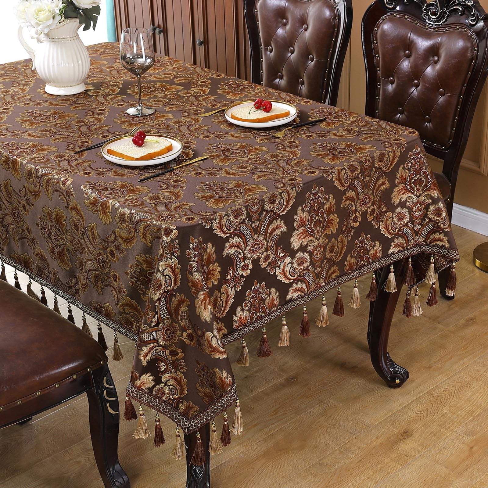XHCTNN European Embroidery Tablecloth, King Size Palace Style Tablecloth - Fashionable and Exquisite Embroidered TV Cabinet Coffee Table Tablecloth(B,130 * 200cm/51 * 79")