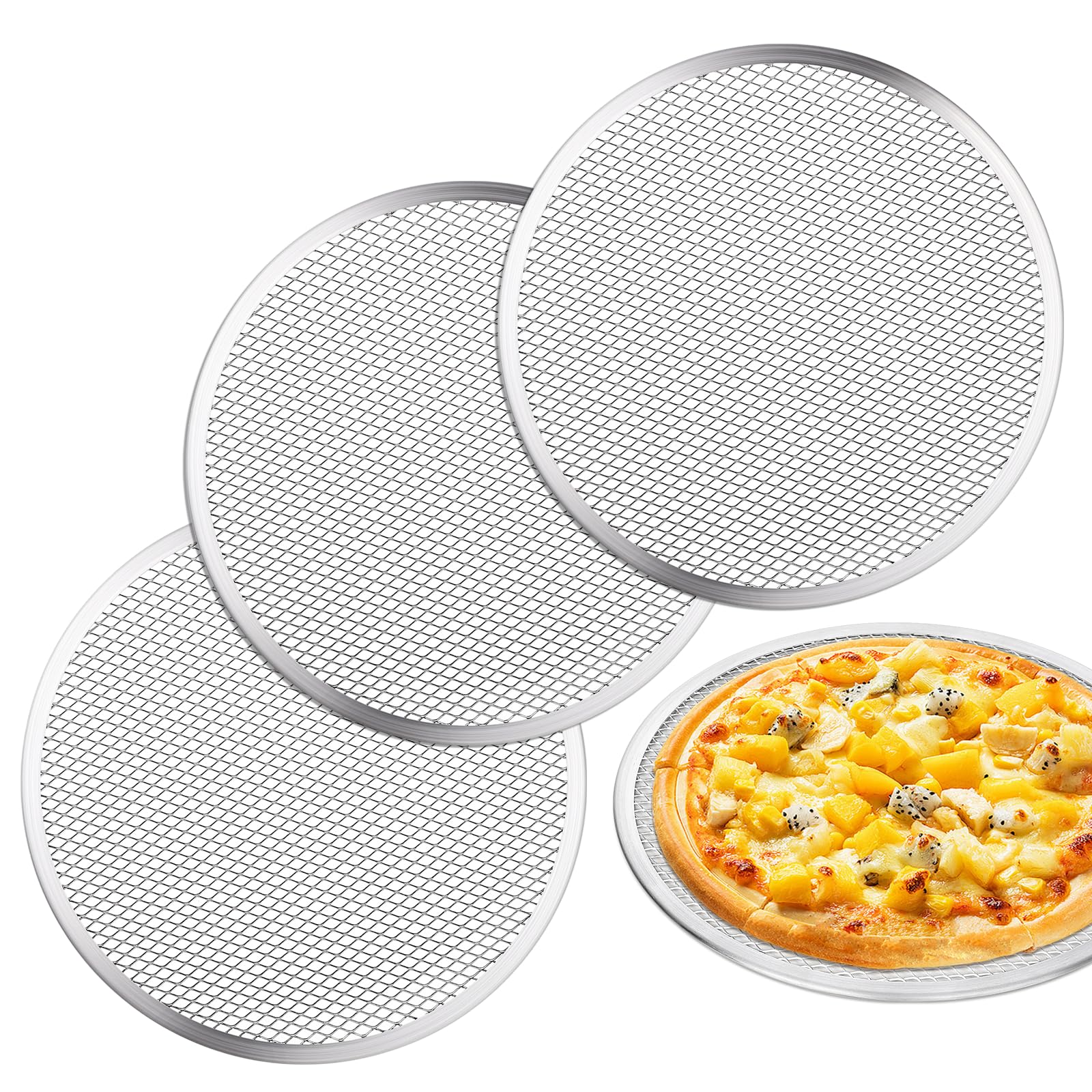 tchrules 3 Pcs Pizza Screen, 10 Inch Pizza Pan for Oven, Nonstick Pizza Tray for Oven, Dishwasher Safe & Microwave Safe (10inch)