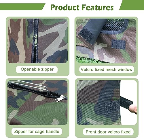 Miniatura 7 de Funda para jaula de trampa de animales, solo cubierta, cubierta de jaula de trampa con ventana transpirable, cubierta de trampa para gatos salvajes