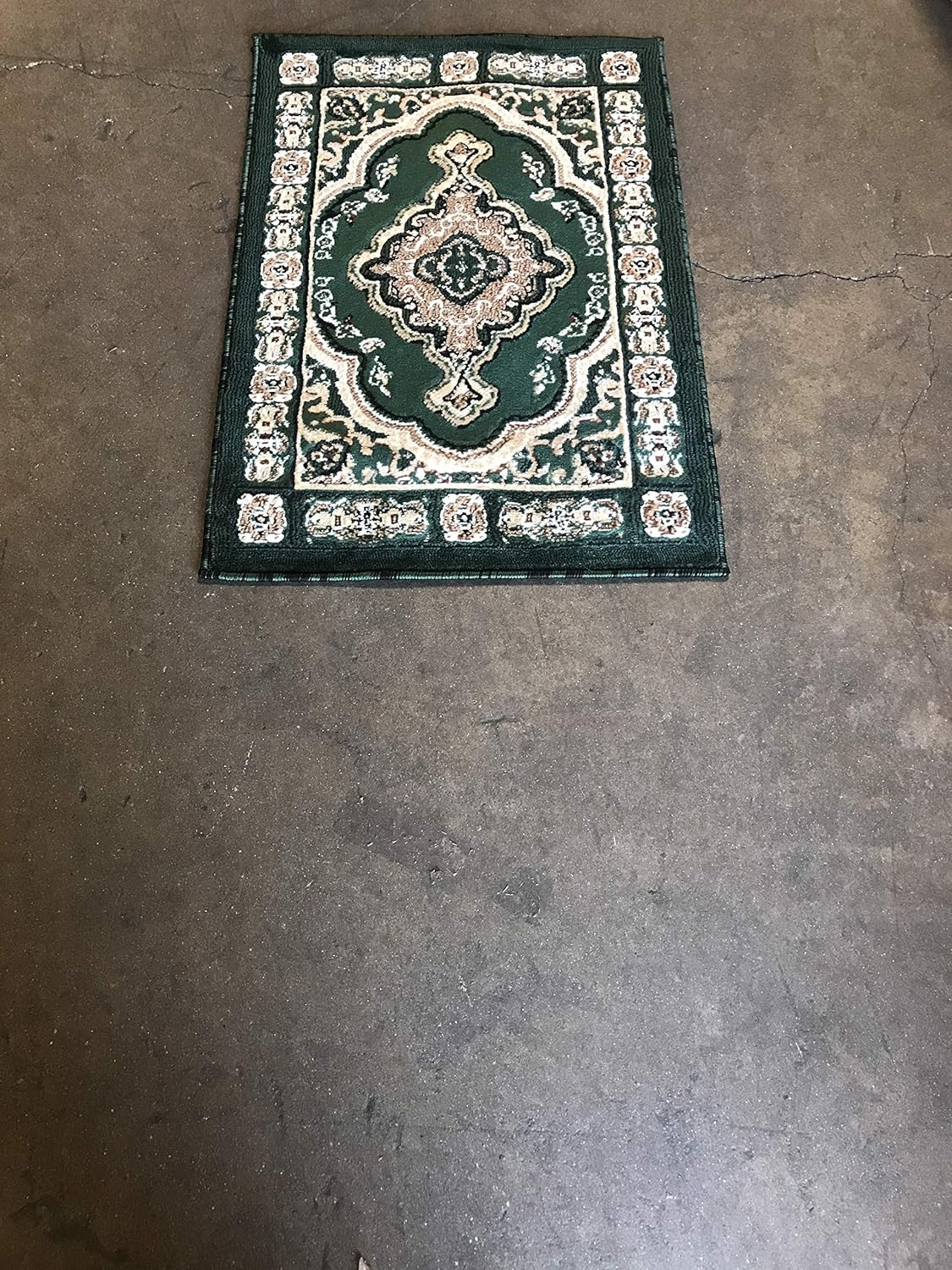 emirates Traditional Door Mat Rug Hunter Dark Green Brown Black Beige Design 520 (2 Feet X 3 Feet)