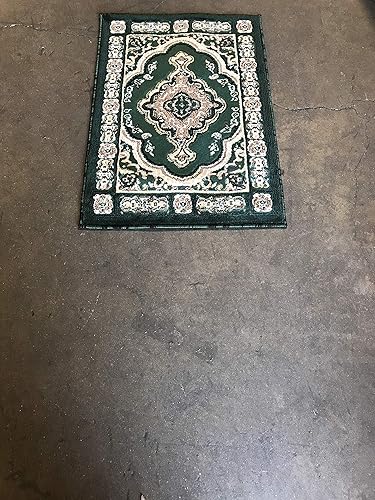 Miniatura 7 de Tapete tradicional persa Hunter verde oscuro, marrón, negro y beige, diseño 520 (2 pies x 3 pies)