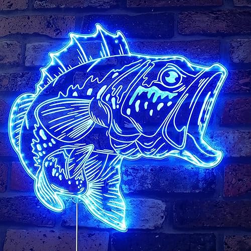 Miniatura 5 de ADVPRO Bass Fish Fishing Cabin House RGB Dynamic Glam LED Sign - Forma de corte a borde - Decoración de pared 3D inteligente - Iluminación dinámica