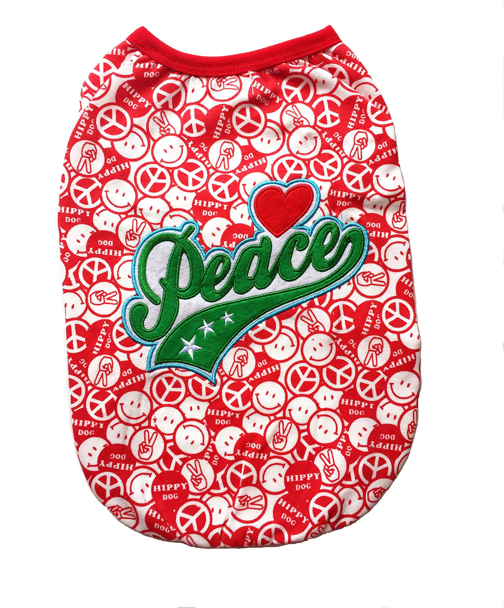 Micha Doggy Wear 100% Cotton Peace Symbols and Smiley Faces Hippy Dog Shirt for Small and Medium Size Puppies and Dogs (Small)