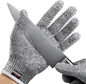 NoCry Premium Cut Resistant Gloves Food Grade — Level 5 Protection; Ambidextrous; Machine Washable; Superior Comfort and Dexterity; Lightweight — Perfect Cutting Gloves or Mandolin Glove