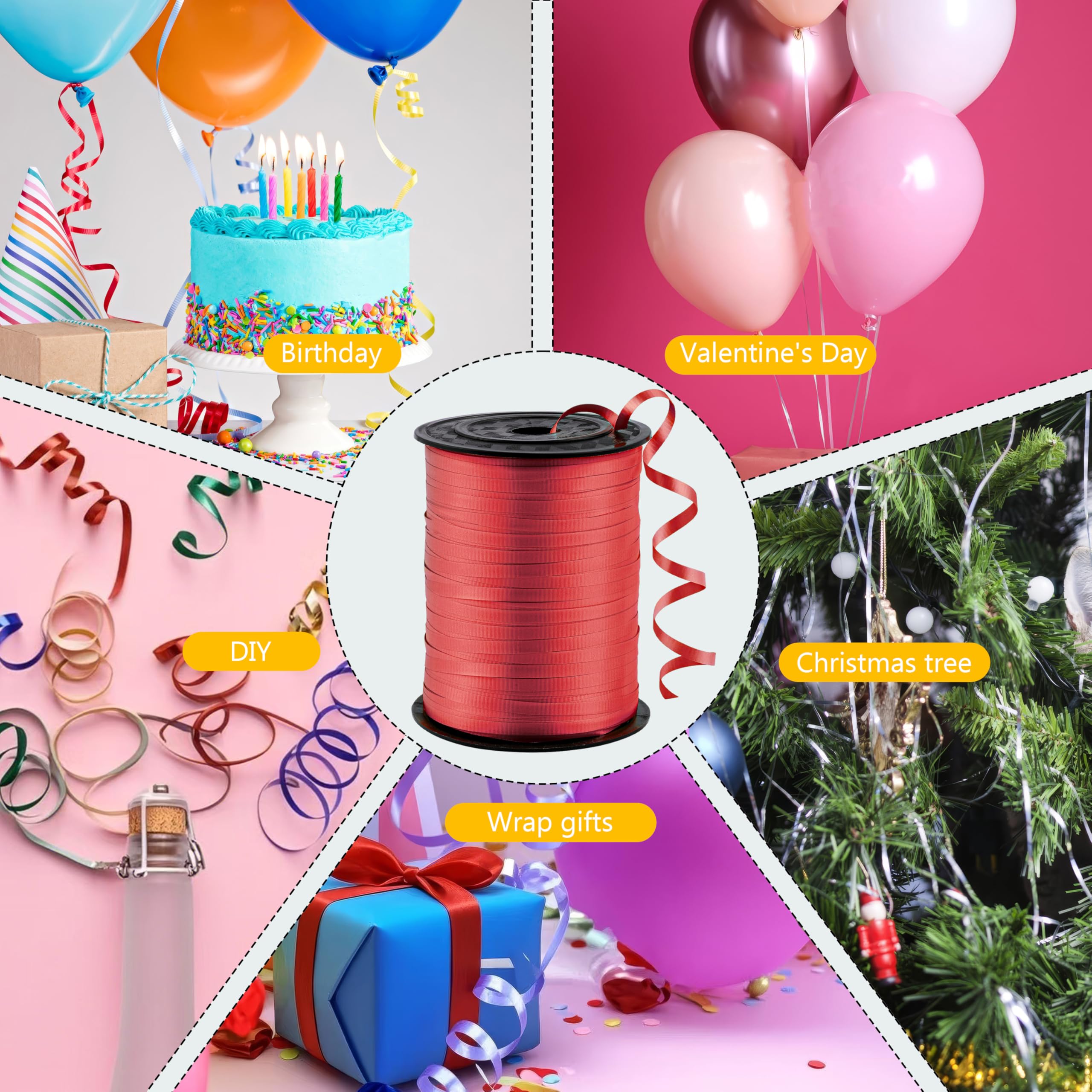 Red Curling Ribbon - Metallic Iridescent Gift Wrap Ribbon (500 Yards)