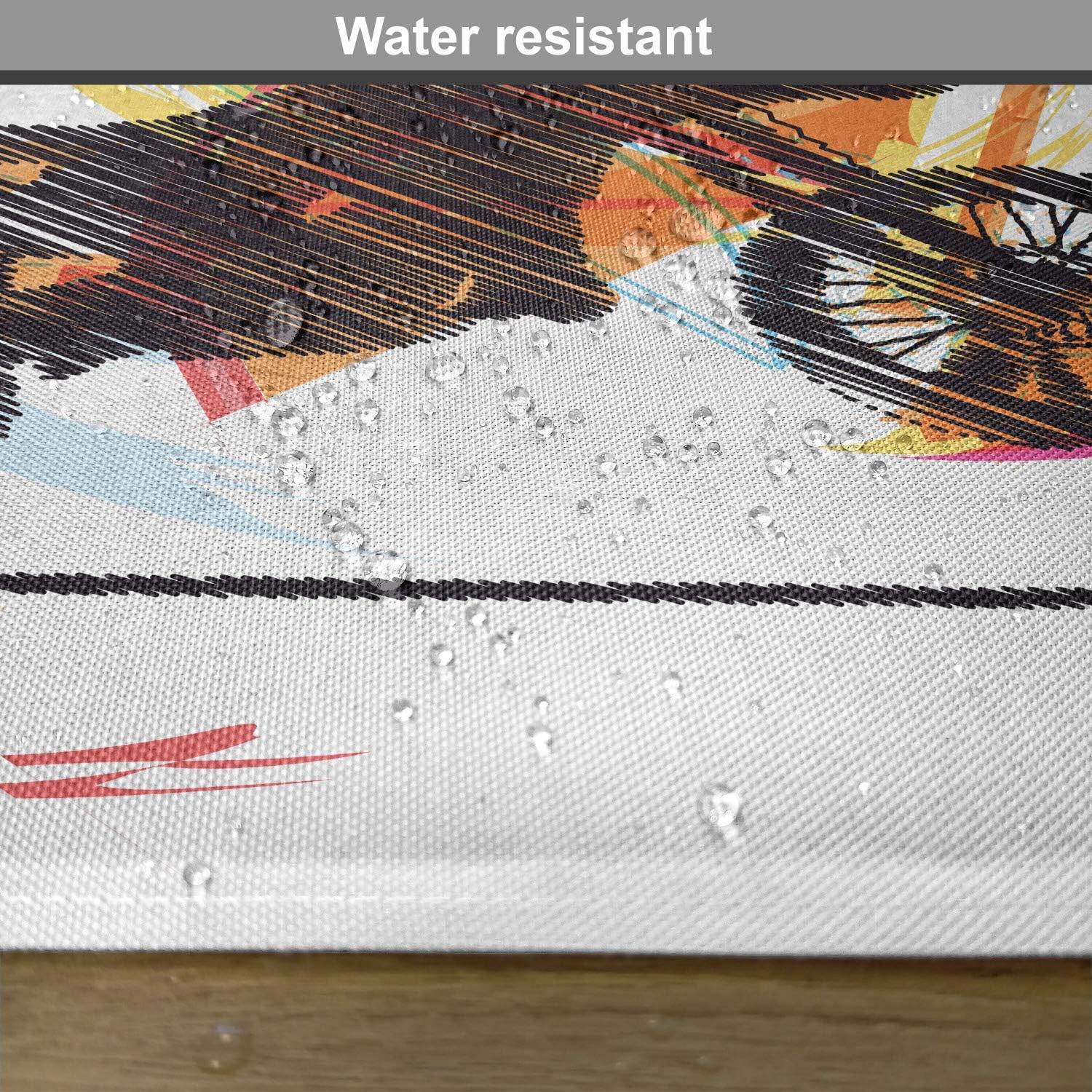 Ambesonne Motorcycle Place Mats Set of 4, Sketch of Biker Performing Image on Abstract Colorful Background Modern Print, Washable Fabric Placemats for Dining Table, Standard Size, Yellow Black