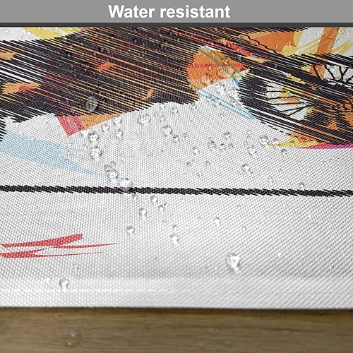 Miniatura 182 de Ambesonne Juego de 4 manteles individuales amarillos y azules, diseño de flores de primavera, flores vibrantes, manteles individuales de tela Azul