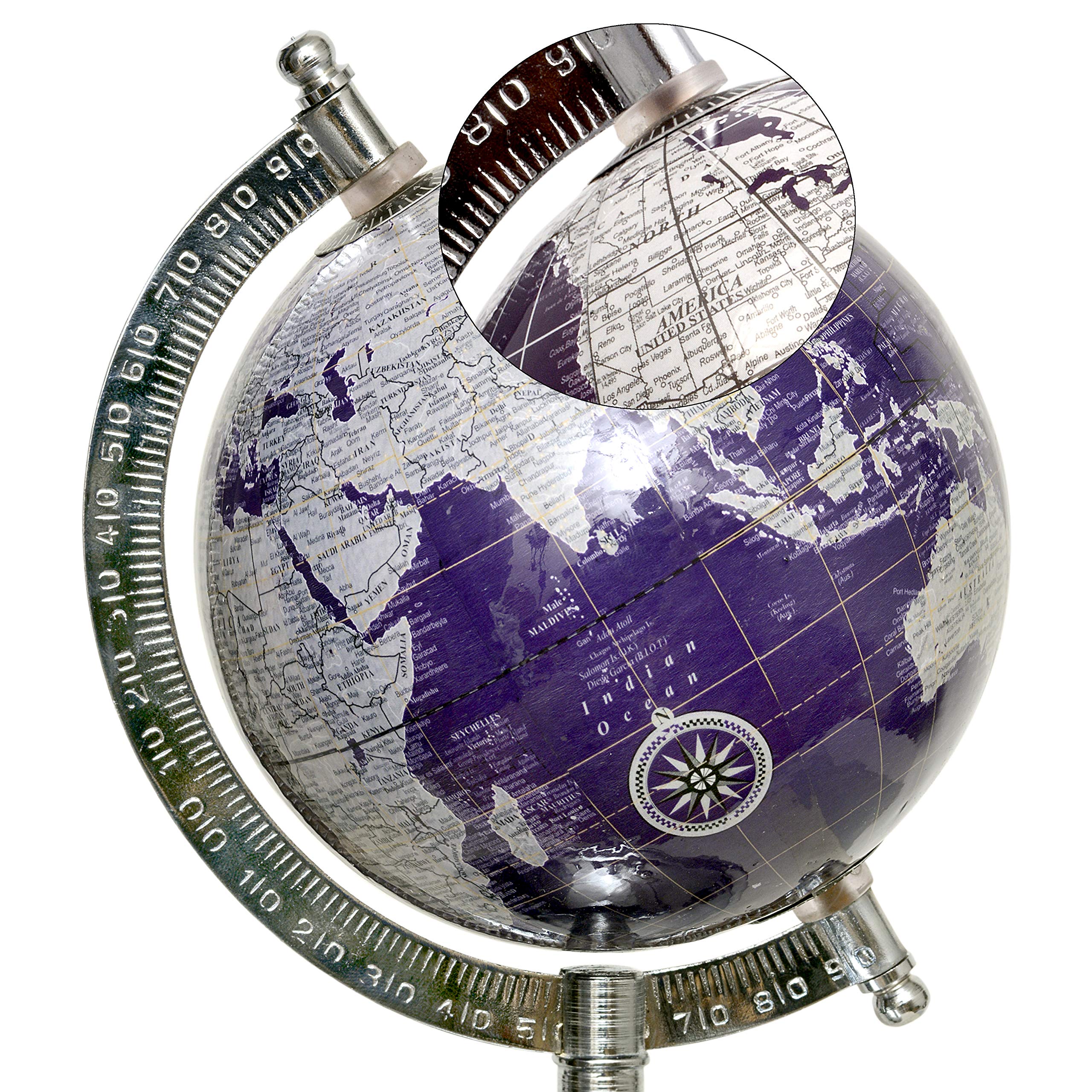 AONA Educational Political Laminated Rotating World Globe with Metal arc and Base Diameter 5 Inch 2