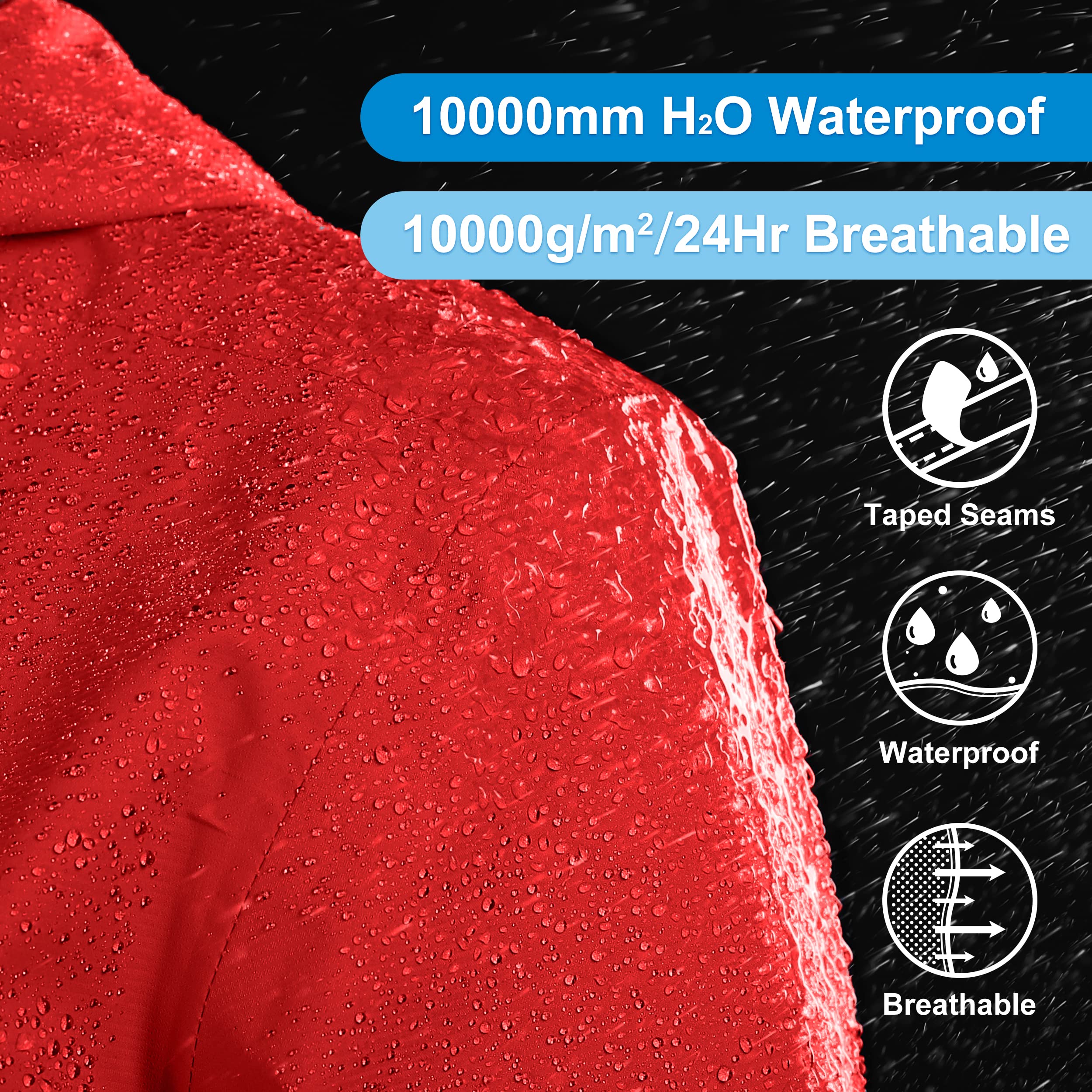 33,000ft Chubasquero para mujer, resistente al agua, chaqueta de exterior, transpirable, chaqueta de entretiempo, chaqueta ligera con capucha, cortavientos, para senderismo, viajes, senderismo y