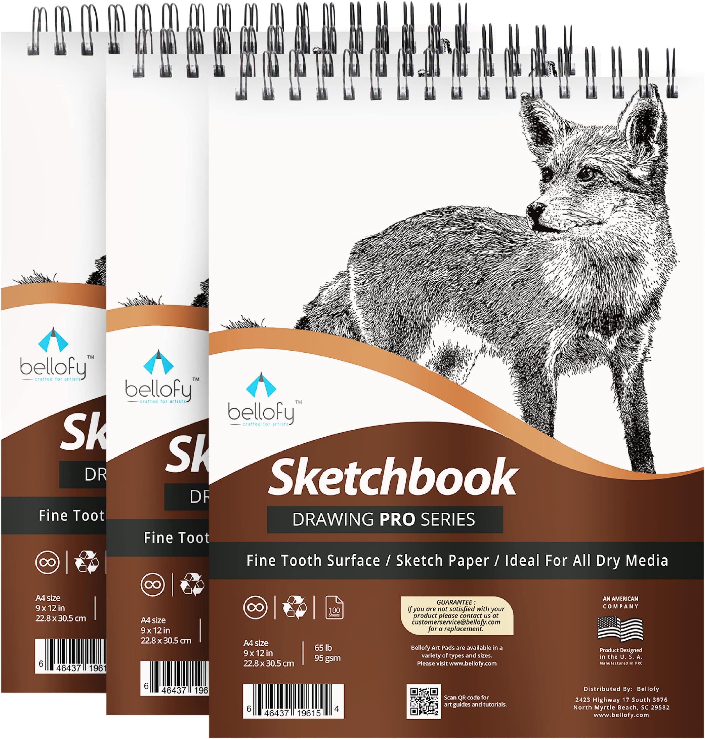 3X Sketch Books, 100 Sheets Each, 9x12 Inches | Perfect for Kids, Beginners & Artists | Drawing Paper for Graphite, Charcoal & More | Great Gift Idea