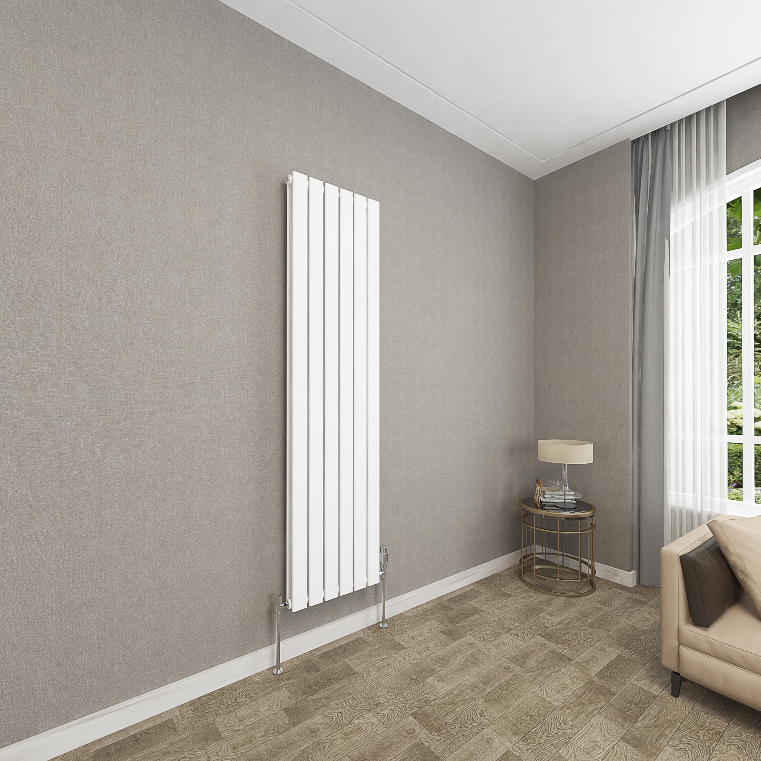 Sky Bathroom White | 1600X408mm Vertical Designer Radiators Flat Panel Double Panel Central Heating Radiator