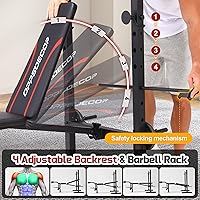 Vista 3 de OPPSDECOR Multi-Function Weight Bench Set with Squat Rack Leg Extension & Leg Curl Adjustable Workout Bench for Full Body Fitness Foldable