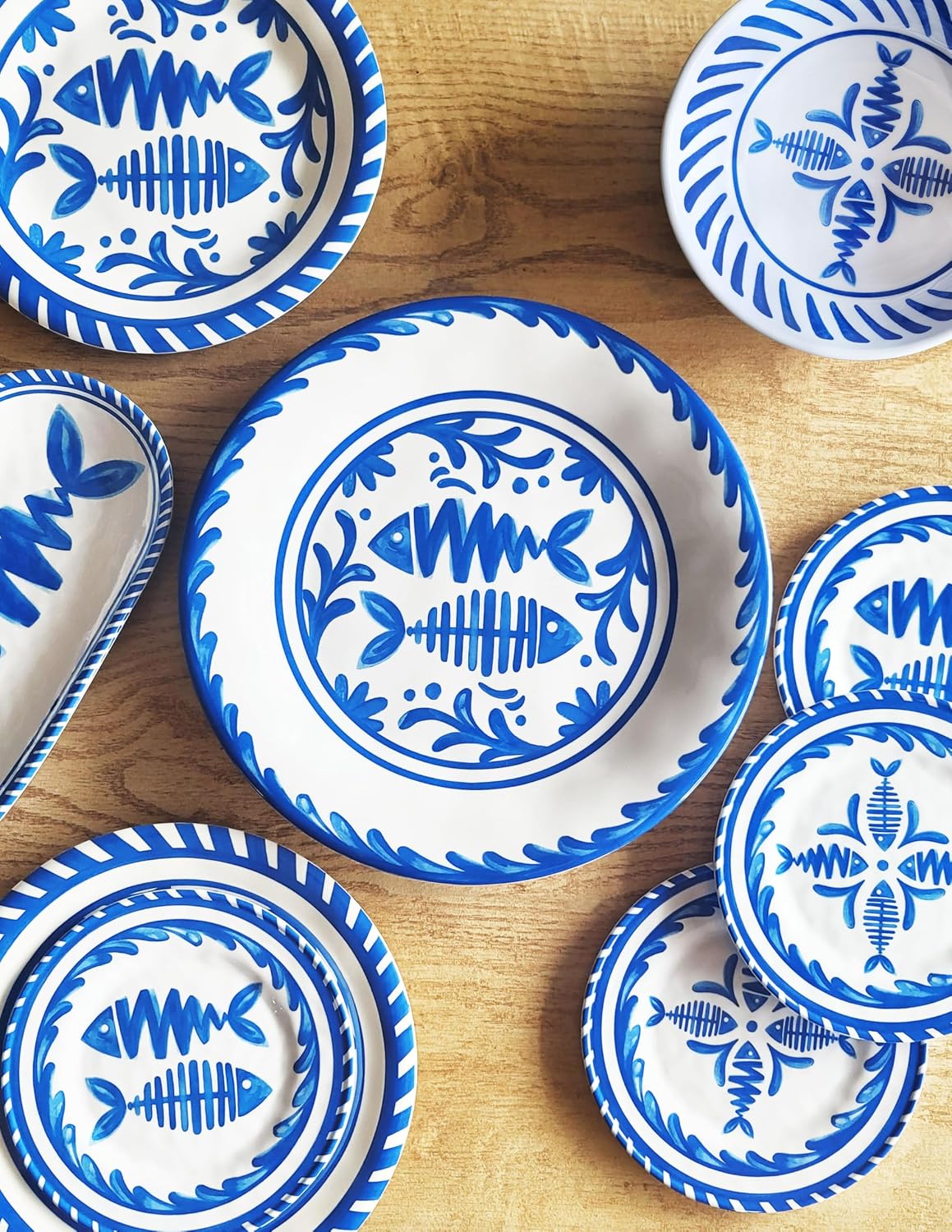 Le Cadeaux 18 Piece Luxury Melamine Dinnerware Set, Service for 6 (MEDITERRANEO)