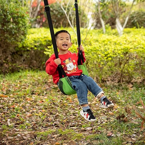 Miniatura 3 de Patio interior y al aire libre Patio Patio Kids Fun Hanging Mesh Fabric Tree Swing con correa ajustable (verde)
