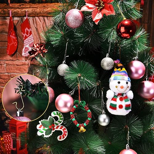 Miniatura 10 de 200 ganchos de alambre de metal para adornos navideños, ganchos de metal en forma de S con caja de almacenamiento para festivales irlandeses y