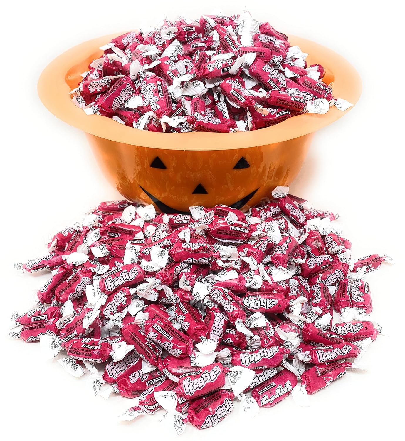 Bulk Strawberry Flavor Tootsie Roll Frooties Chewy American Taffies Candy Individually Wrapped In Resealable Assortit Bag 5 Lb 735+pcs (80-Oz) - Made In USA