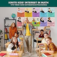 Vista 9 de Decorably 12 pósteres de matemáticos famosos para aula, 11 x 14 pulgadas, educativo laminado mate para escuela primaria y secundaria, para pasillos
