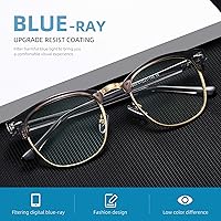 Vista 40 de Lentes Aomaste con bloqueo de luz azul, retro, con semi montura, UV400, lentes transparentes para computadora, unisex