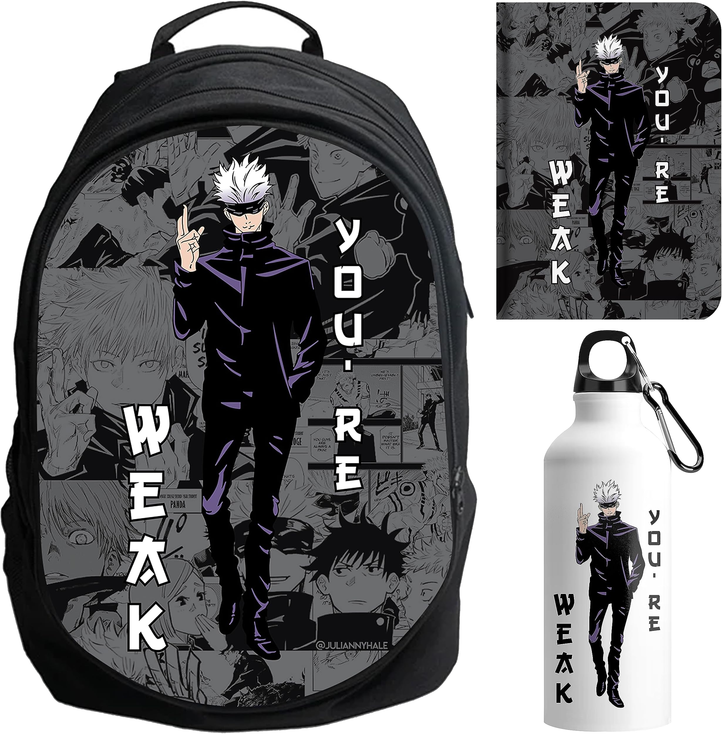 Epic Stuff HOME OF HEROES Epic Stuff - Anime - Back To School Combo Weak You Re Backpack For School & College Students - Perfect Combo For Anime Fans, 25 liter,Black