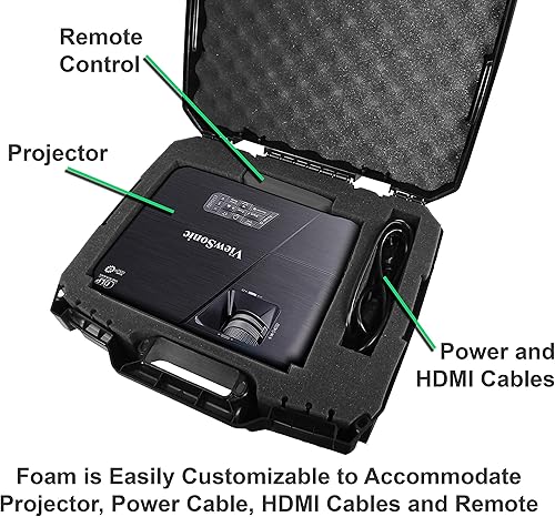 Miniatura 2 de Casematix - Funda de viaje para proyector ViewSonic PA503S PA503W PA503X PG703W PG703 proyectores cable HDMI y mando a distancia