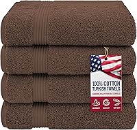 Vista 28 de American Veteran Towel, Paquete de 4 toallas de baño turcas 100% algodón para baño, 27 x 54 pulgadas, extra grandes, de secado suave, color azul