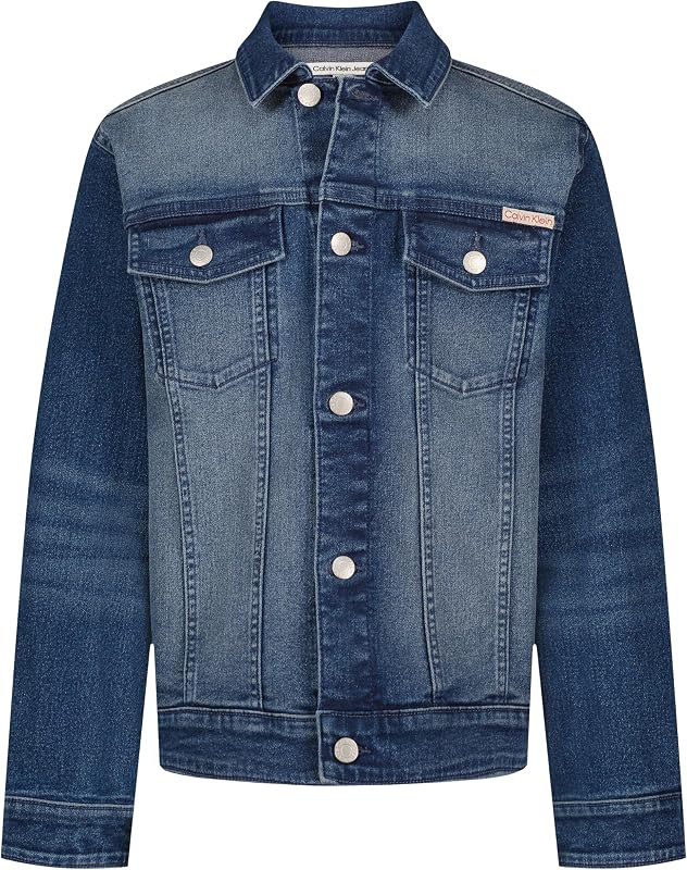 Boys' Long Sleeve Stretch Denim Jacket, Button Closure