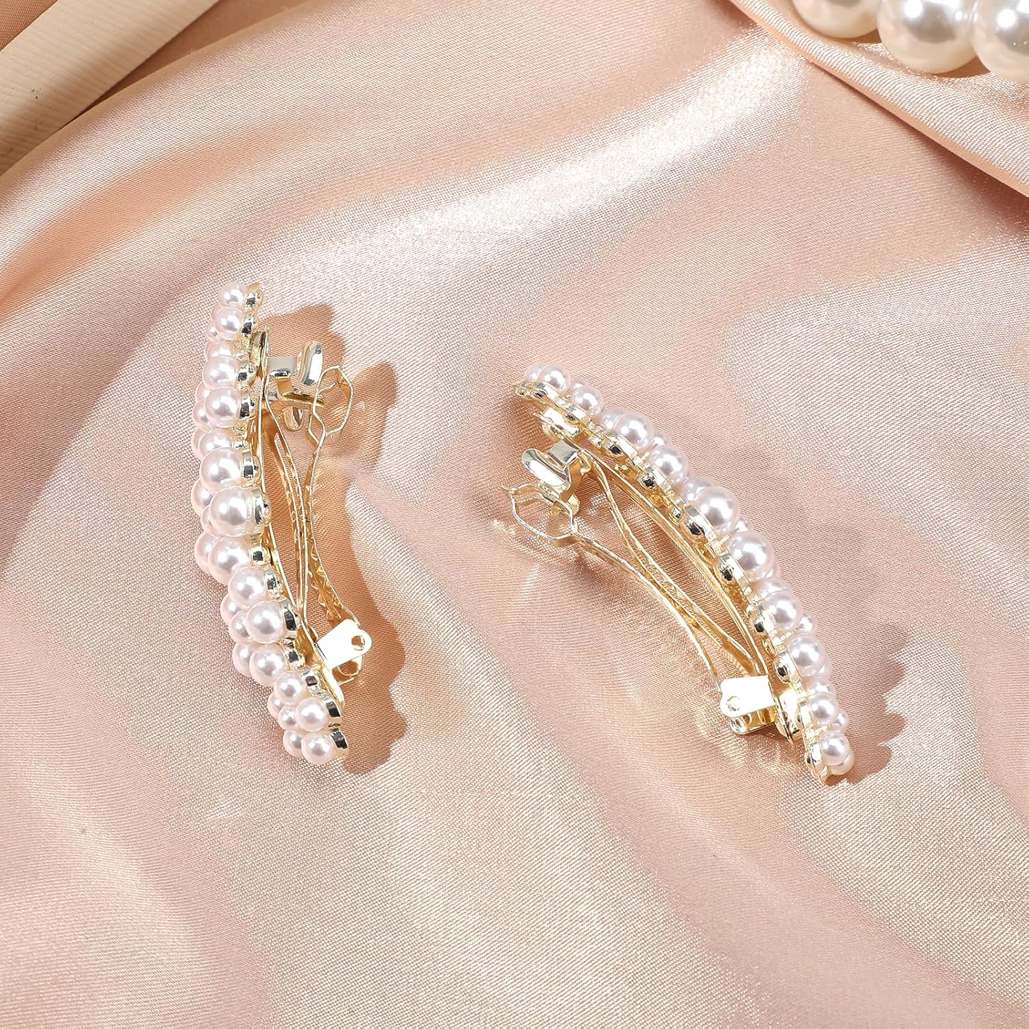 2Pcs Pearl Clips for Hair,Elegant Flower Pearl Barrette Jewelry Accessories for Women Hair Barrettes Wedding Brides Party Daily Use Christmas Gifts - Image 6